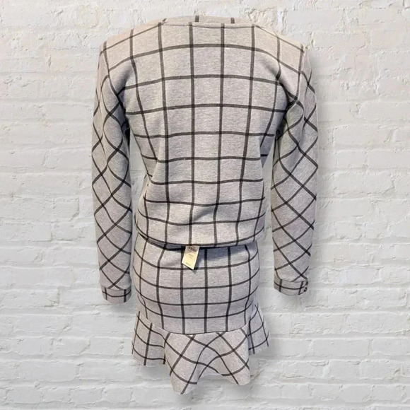 NWT LOFT Grey Windowpane Sweater & Skirt Set Size XXSP - Picture 2 of 10